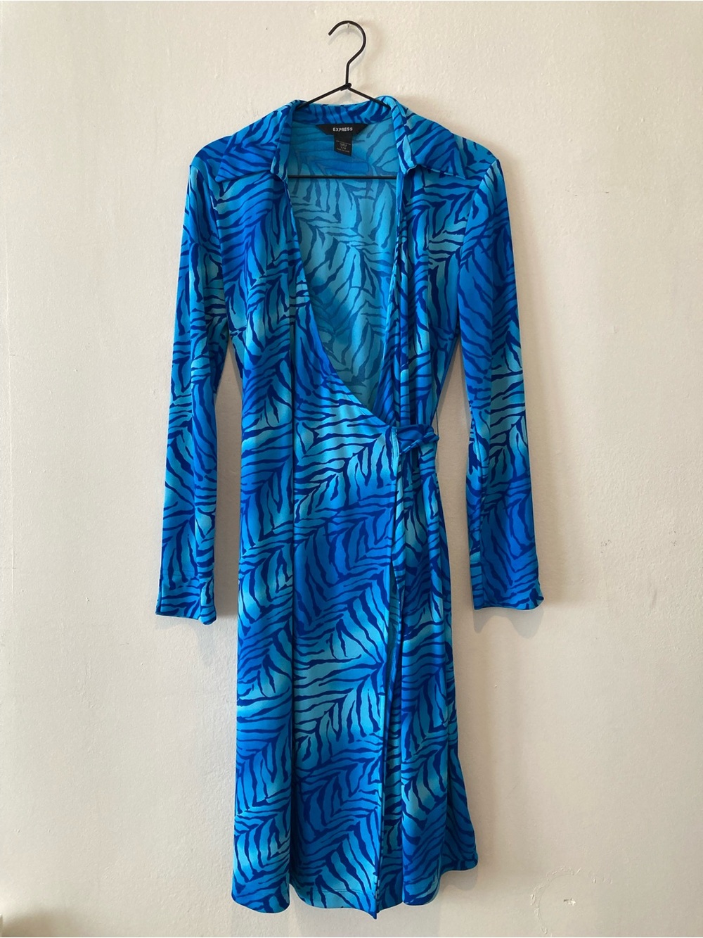 Express cerulean Zebra-Print Wrap Dress